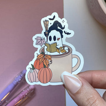 Fall ghost mug sticker