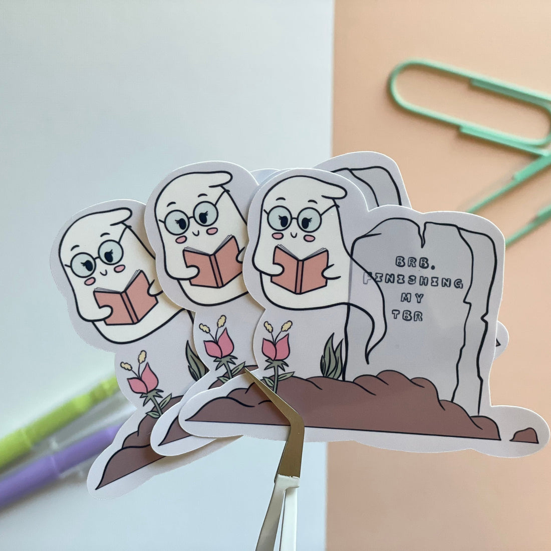 BRB finishing my TBR ghost sticker