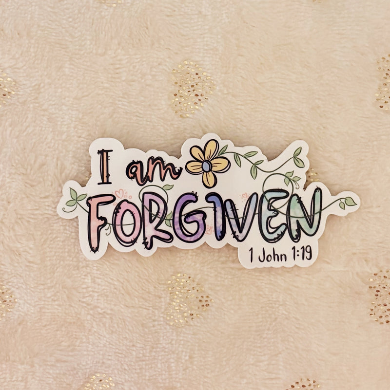 I am forgiven sticker, bible verses, God, Lord, Jesus