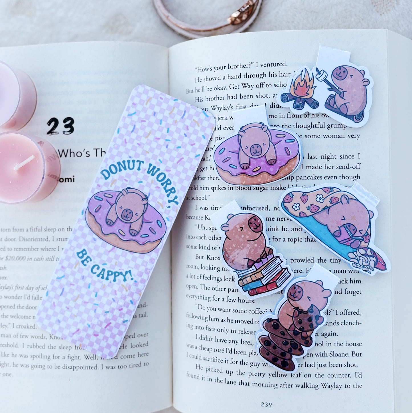 Donut Capybara Magnetic Bookmark