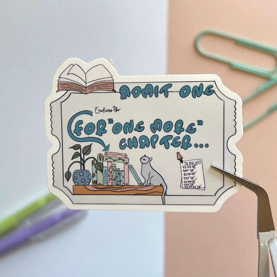 One more chapter admit one sticker